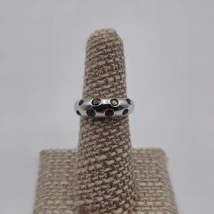 Size 6 Sterling Silver Garnet Citrine Peridot Amethyst Gems Ring A2649